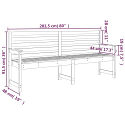    Panca da Giardino Miele 203,5x48x91,5 cm Legno Massello di Pino