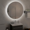 Armadio da Bagno con Specchio Rotondo e LED Nero 54x54x17,5 cm