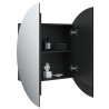 Armadio da Bagno con Specchio Rotondo e LED Nero 54x54x17,5 cm