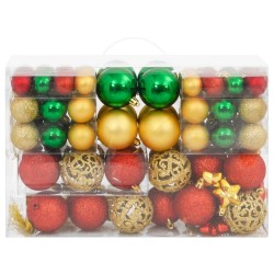 vidaXL Set Palline di Natale 112 pz Rosso / Verde / Oro in Polistirene