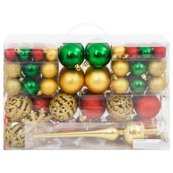 vidaXL Set Palline di Natale 112 pz Rosso / Verde / Oro in Polistirene