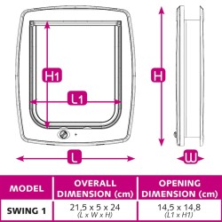 Ferplast Porta per Animali Manuale a 2 Vie Swing 1SB Bianco 72101011