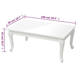 vidaXL Tavolino da Salotto Bianco Lucido 100x50x42cm Legno ingegnerizzato