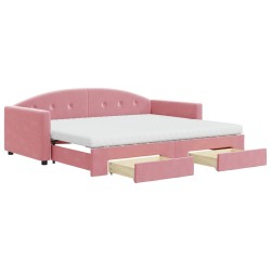 vidaXL Divano Letto Estraibile con Cassetti Rosa 90x200 cm Velluto