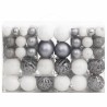 vidaXL Set Palline di Natale 111 pz Bianco e Grigio in Polistirene