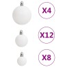 vidaXL Set Palline di Natale 111 pz Bianco e Grigio in Polistirene