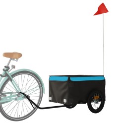 vidaXL Rimorchio da Bici da Carico Nero e Blu 30 kg in Ferro