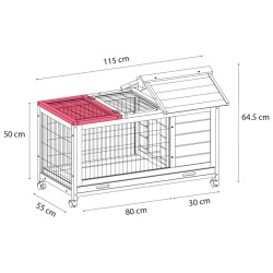 FLAMINGO Conigliera Honey Rustic 115x55x64,5 cm Grigia