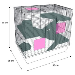 FLAMINGO Gabbia per Criceti Jaro 4 58x38x55 cm Nera e Blu