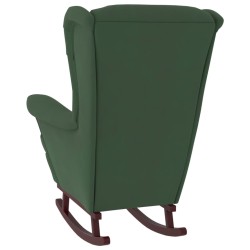 vidaXL Poltrona Dondolo Gambe Legno e Poggiapiedi Verde Scuro Velluto