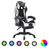    Sedia da Gaming con Luci a LED RGB Bianca e Nera in Similpelle