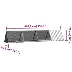    Gabbia per Conigli Antracite 403,5x80,5x71 cm Acciaio Zincato