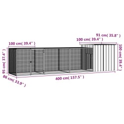 Gabbia per Polli Antracite 400x91x100 cm Acciaio Zincato