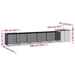 Gabbia per Polli Grigia 600x91x100 cm Acciaio Zincato