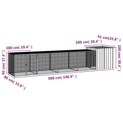 Gabbia per Polli Antracite 500x91x100 cm Acciaio Zincato