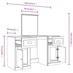 Toeletta con Specchio Bianco Lucido 130x50x132,5 cm