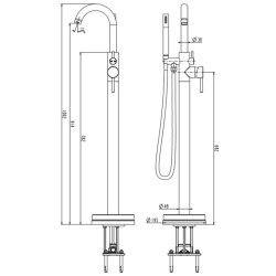 SCHÜTTE Miscelatore Vasca Doccia con Set Doccia CORNWALL Cromo