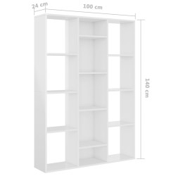    Libreria/Divisorio Bianco Lucido 100x24x140 cm in Truciolato