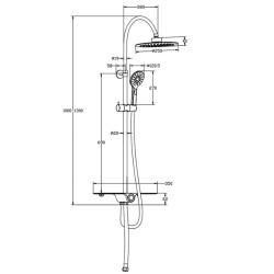 SCHÜTTE Set Soffione Doccia con Vassoio AQUASTAR Antracite Cromato