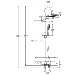 SCHÜTTE Set Soffione Doccia Monocomando Vassoio WATERWAY Cromo Bianco