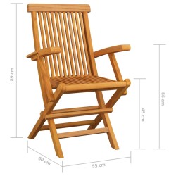    Sedie da Giardino con Cuscini Blu 2 pz in Massello di Teak