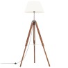    Lampada a Treppiede Marrone e Bianco in Legno di Teak 141 cm