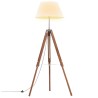    Lampada a Treppiede Marrone e Bianco in Legno di Teak 141 cm