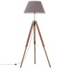    Lampada a Treppiede Marrone e Grigio in Legno di Teak 141 cm