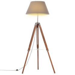    Lampada a Treppiede Marrone e Grigio in Legno di Teak 141 cm