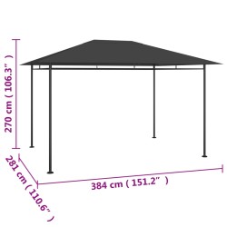    Gazebo 384x281x270 cm Antracite 180 g/m²