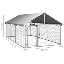 Gabbia per Cani da Esterno con Tetto 400x200x150 cm