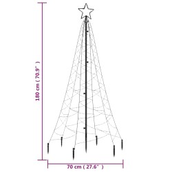 Albero di Natale con Puntale Colorato 200 LED 180 cm