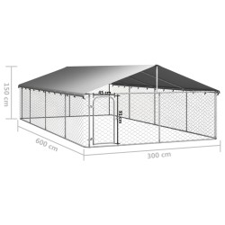    Gabbia per Cani da Esterno con Tetto 600x300x150 cm