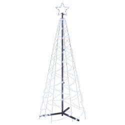    Albero di Natale a Cono Bianco Freddo 200 LED 70x180 cm