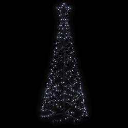    Albero di Natale a Cono Bianco Freddo 200 LED 70x180 cm