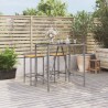    Tavolo da Bar con Piano in Vetro Grigio 110x70x110cm Polyrattan