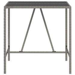    Tavolo da Bar con Piano in Vetro Grigio 110x70x110cm Polyrattan