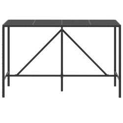    Tavolo da Bar con Piano in Vetro Nero 180x70x110 cm Polyrattan