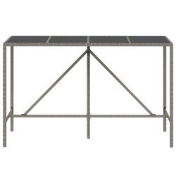    Tavolo da Bar con Piano in Vetro Grigio 180x70x110cm Polyrattan