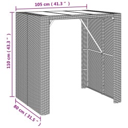    Tavolo Bar con Piano in Vetro Nero 105x80x110 cm Polyrattan