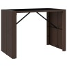    Tavolo Bar con Piano in Vetro Marrone 145x80x110 cm Polyrattan