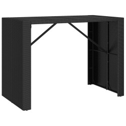    Tavolo Bar con Piano in Vetro Nero 145x80x110 cm Polyrattan