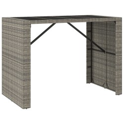    Tavolo da Bar con Piano in Vetro Grigio 145x80x110cm Polyrattan