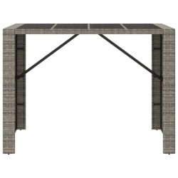    Tavolo da Bar con Piano in Vetro Grigio 145x80x110cm Polyrattan