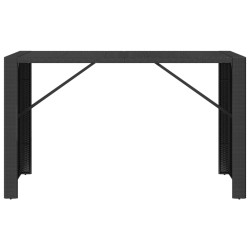    Tavolo da Bar con Piano in Vetro Nero 185x80x110 cm Polyrattan