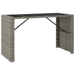    Tavolo da Bar con Piano in Vetro Grigio 185x80x110cm Polyrattan