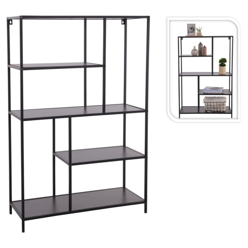 H&S Collection Scaffale da Parete 4 Ripiani 76x30x116 cm Nero