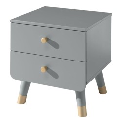 Vipack Comodino Billy con 2 Cassetti in Legno Grigio Senza Tempo