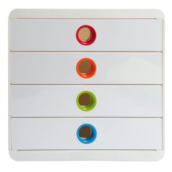 Exacompta Set di Cassetti da Scrivania con 4 Cassetti Pop-Box Bianco