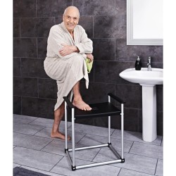 RIDDER Sgabello da Bagno Zac XXL Nero in PU/Alluminio